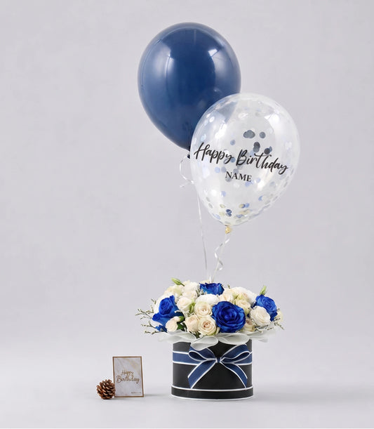 Blue White Roses Balloons