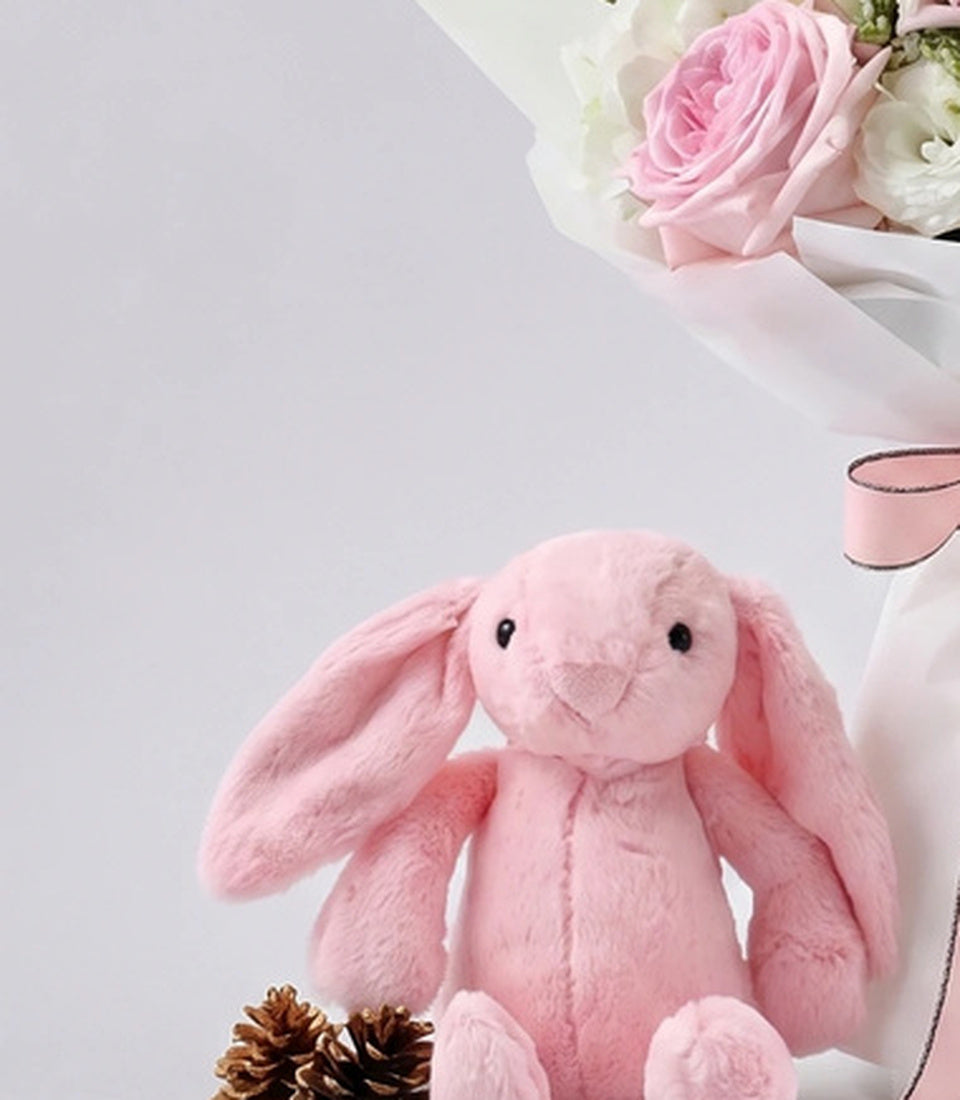 Chocolate Doll & Pink-white Flower Combo