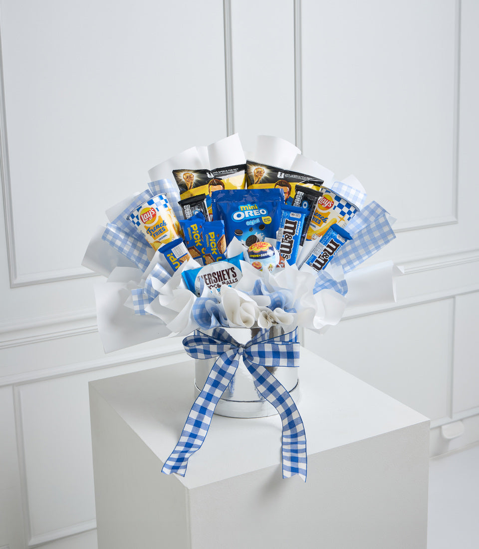 Blue Gingham Kids' Snack Bouquet