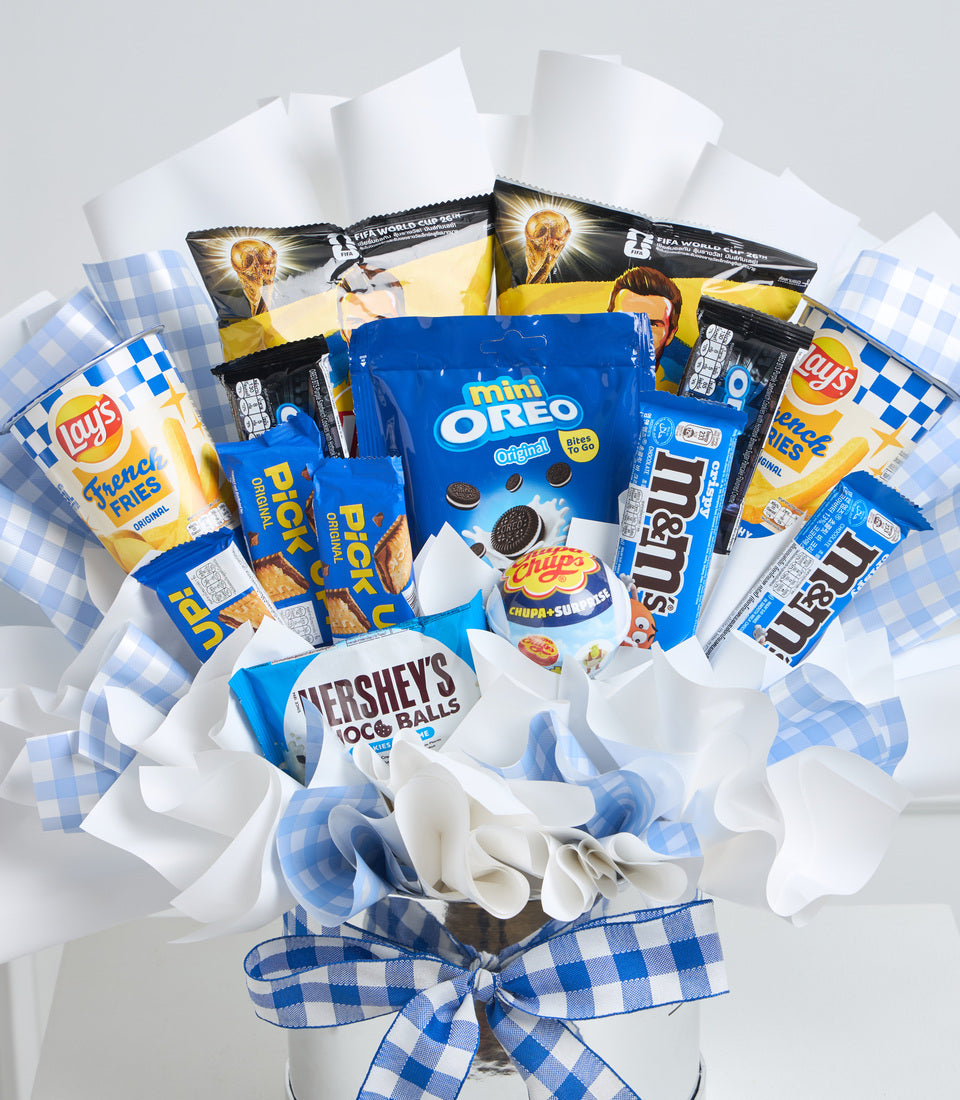 Blue Gingham Kids' Snack Bouquet
