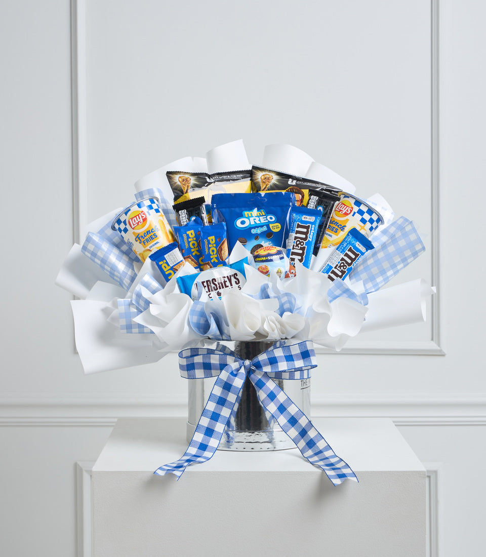 Blue Gingham Kids' Snack Bouquet