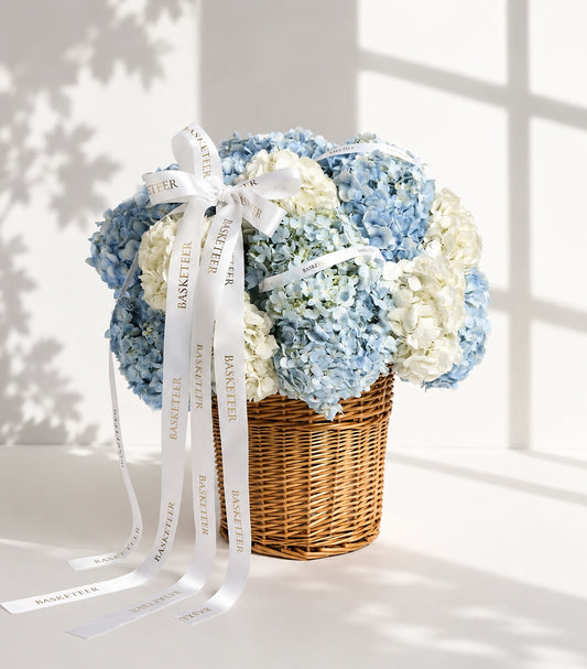 Blue & White Hydrangea Basket for Mum