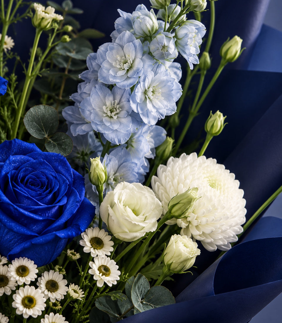 Azure Whisper Tinted Blue Rose Bouquet