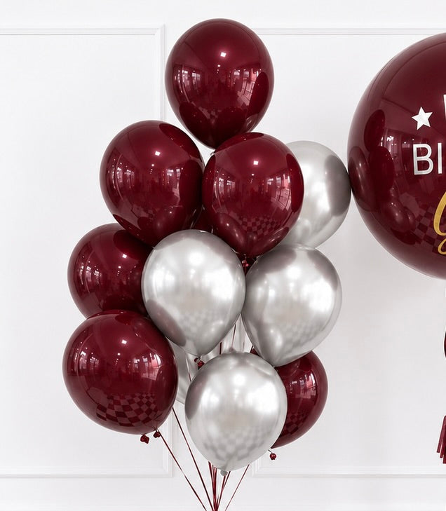 Burgundy Silver Luxe Balloon Set
