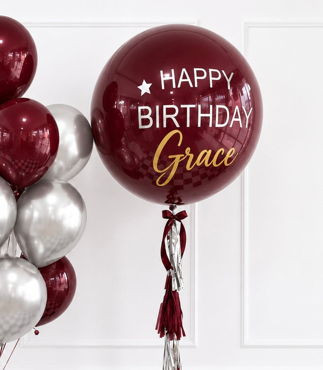 Burgundy Silver Luxe Balloon Set