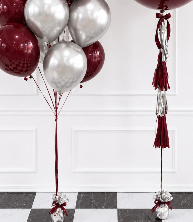 Burgundy Silver Luxe Balloon Set