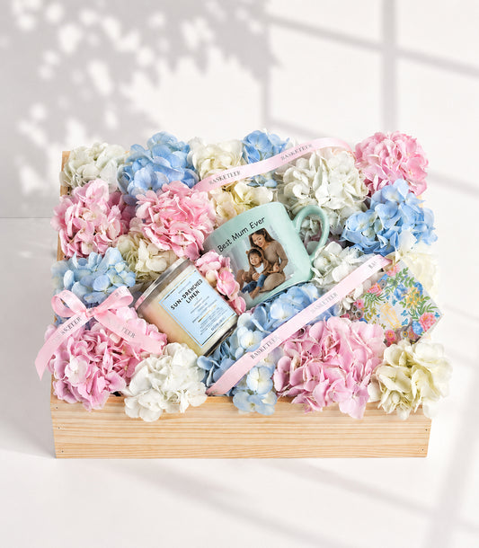 Tea, Candle & Mug Wooden Gift Box for Mum