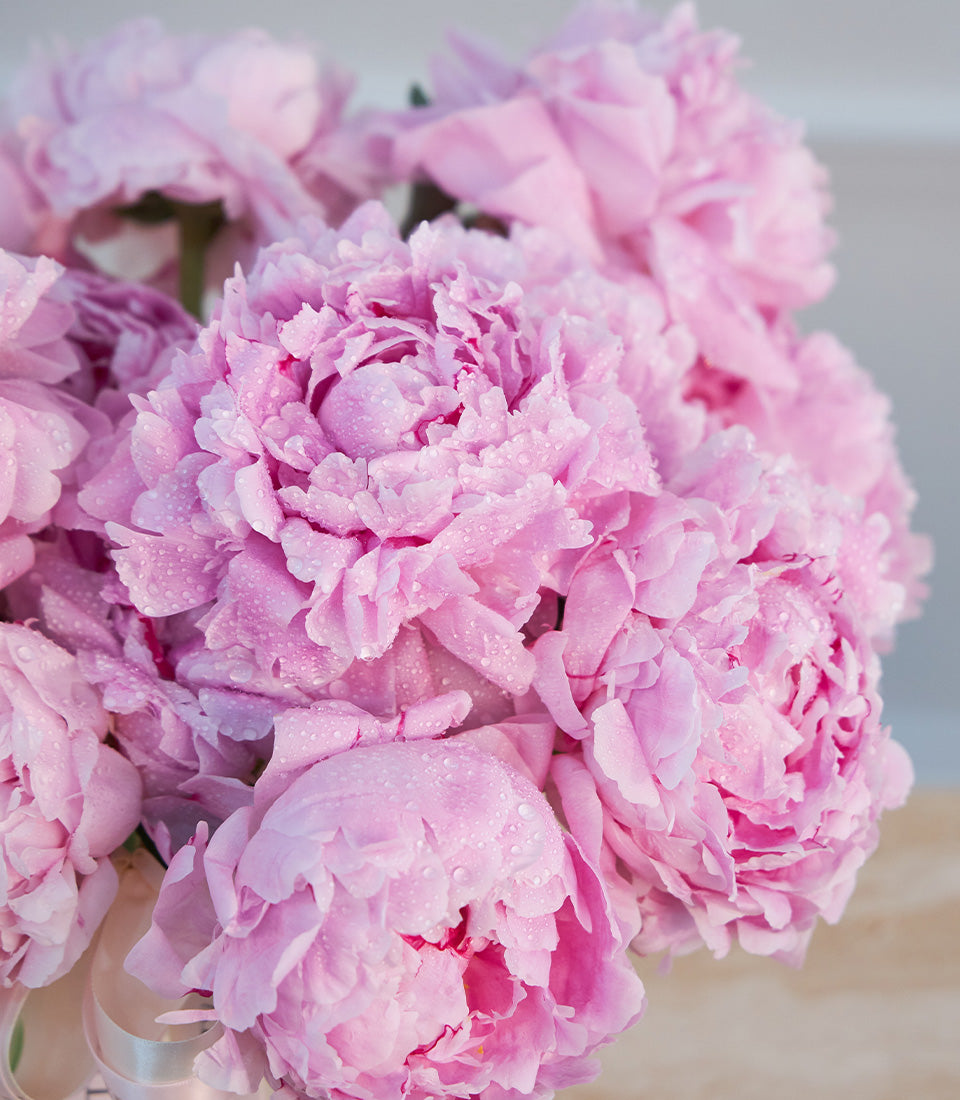 Lush pink peony vase arrangement from Flowers by Basketeer, featuring fresh