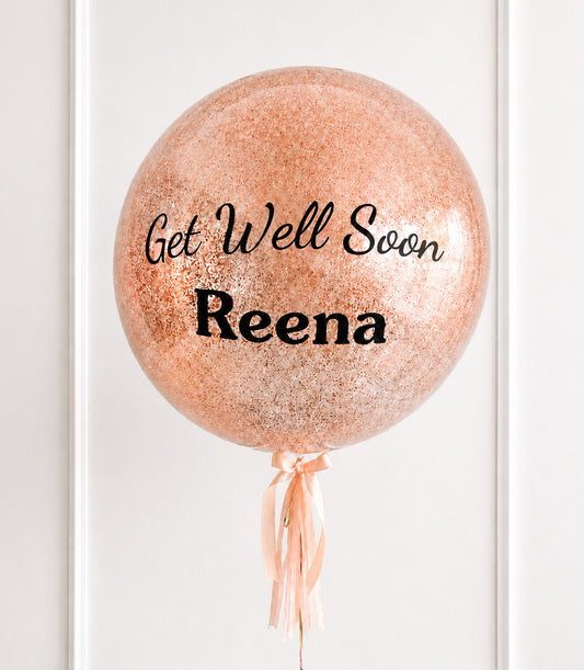 Get Well Soon Rose Gold Confetti Personalised Balloon