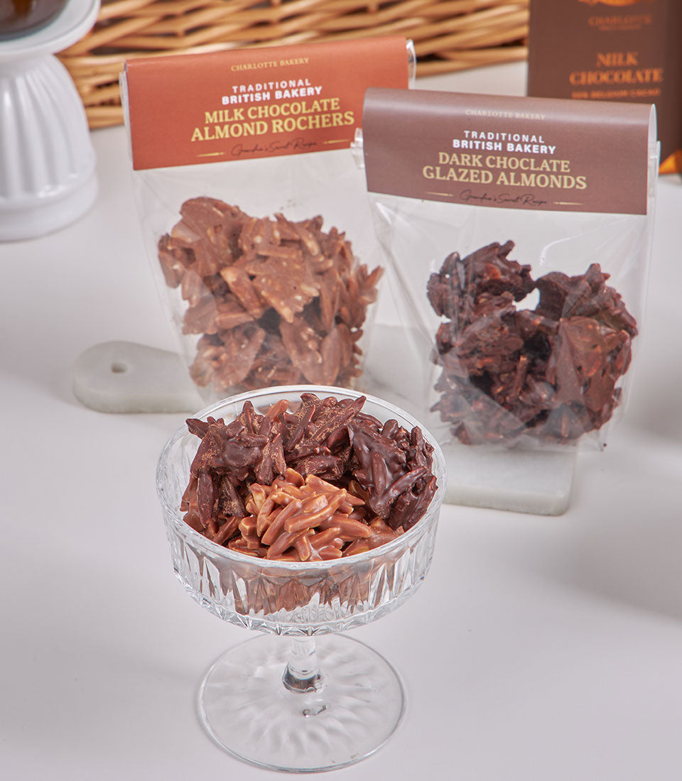 Premium chocolate almonds gift set with milk and dark varieties for New Year celebrations