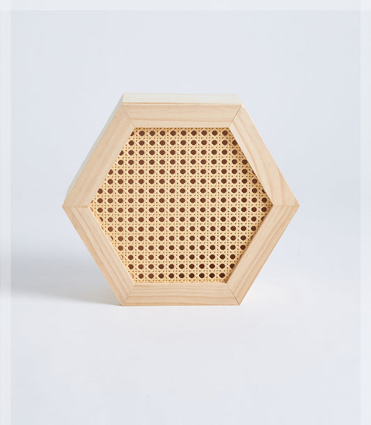 Basketeer's premium hexagonal gift box, crafted from light wood with