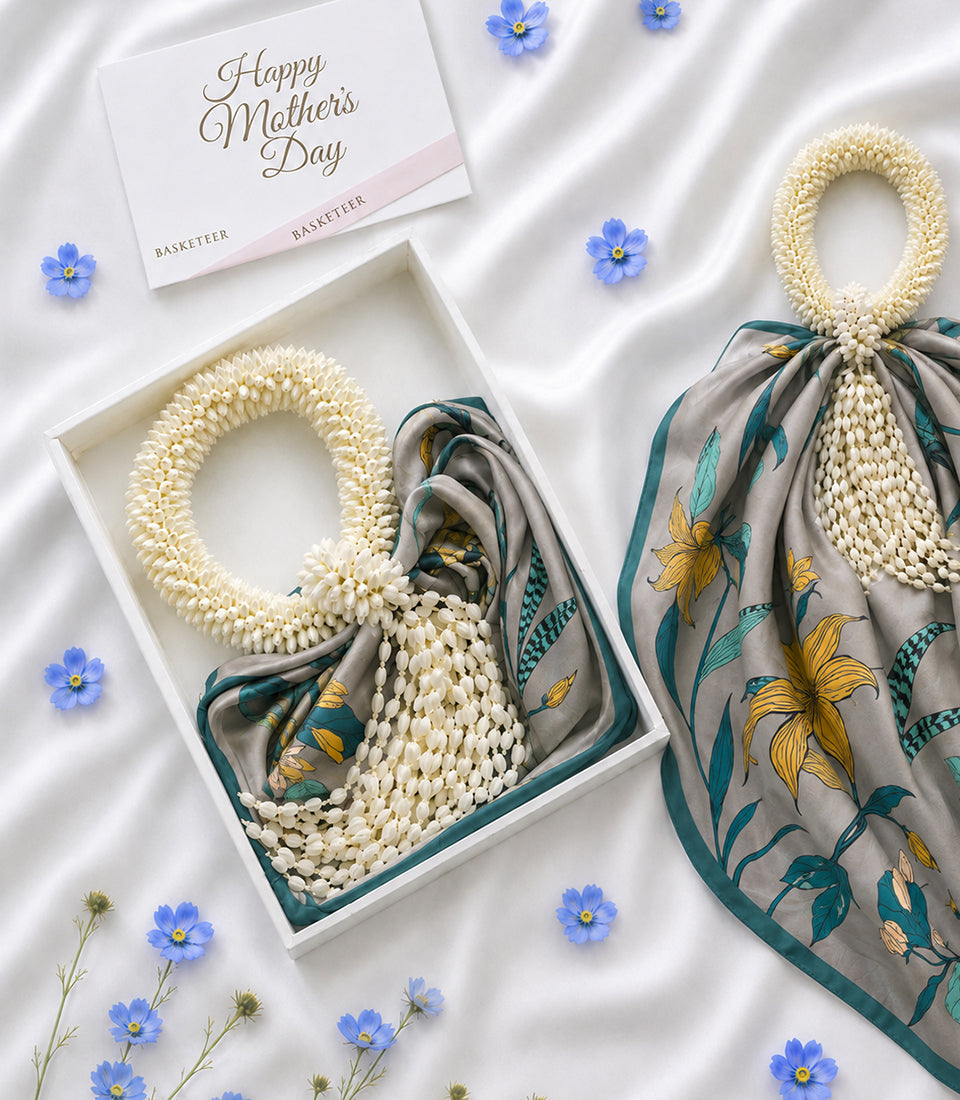 Grand Jasmine Scarf Garland & Flower Box for Mum