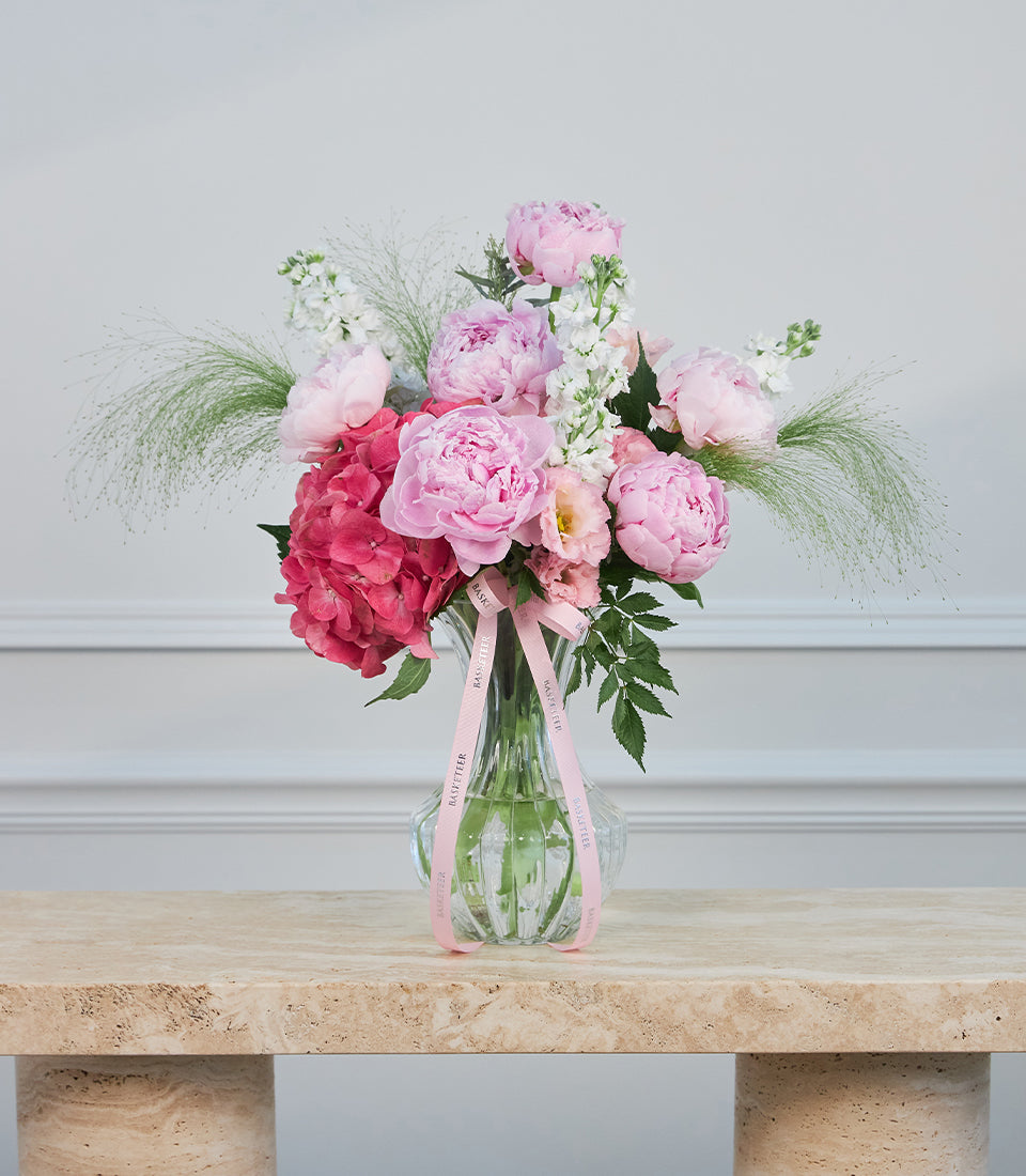 Premium Pink Peony Floral Vase