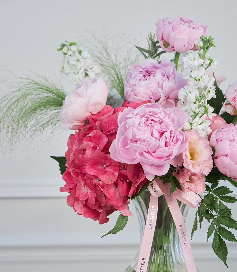 Premium Pink Peony Floral Vase