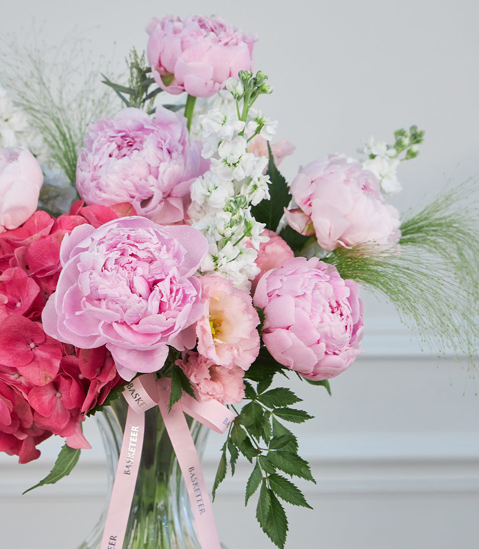 Premium Pink Peony Floral Vase