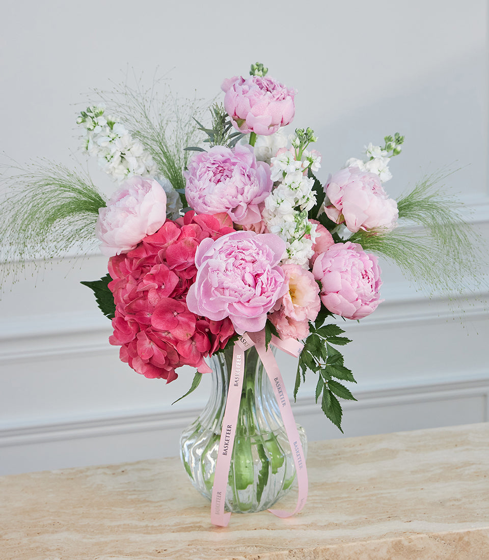 Premium Pink Peony Floral Vase