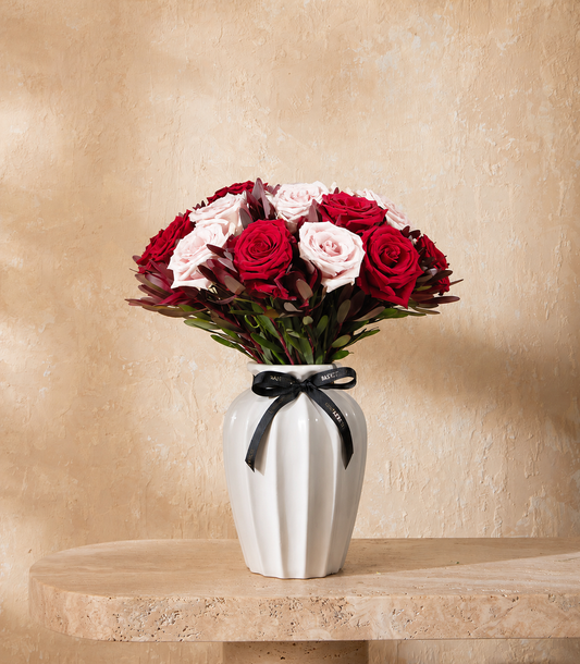 Crimson Elegance Rose Vase