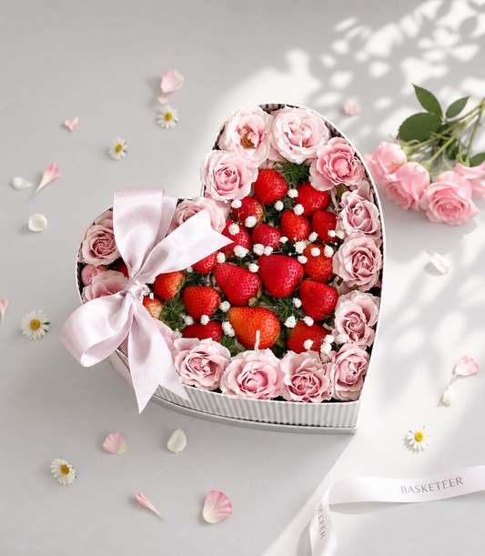 Strawberry & Rose Heart Box