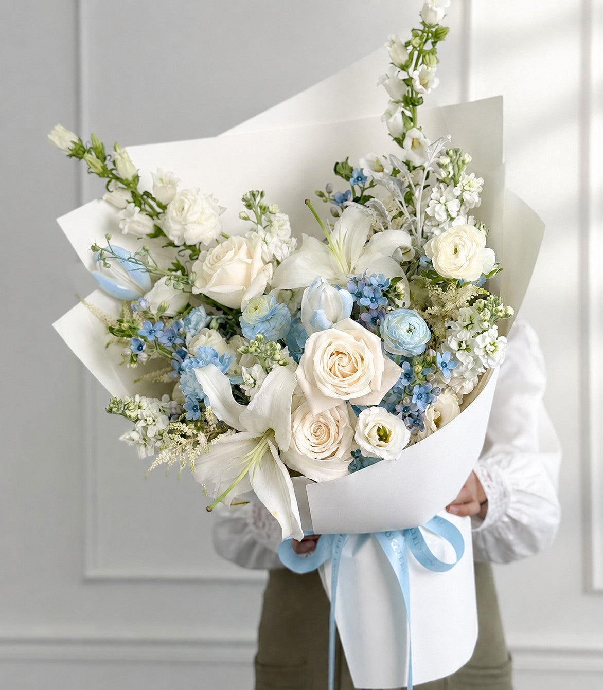 White Rose, Lily & Tulip Garden Bouquet