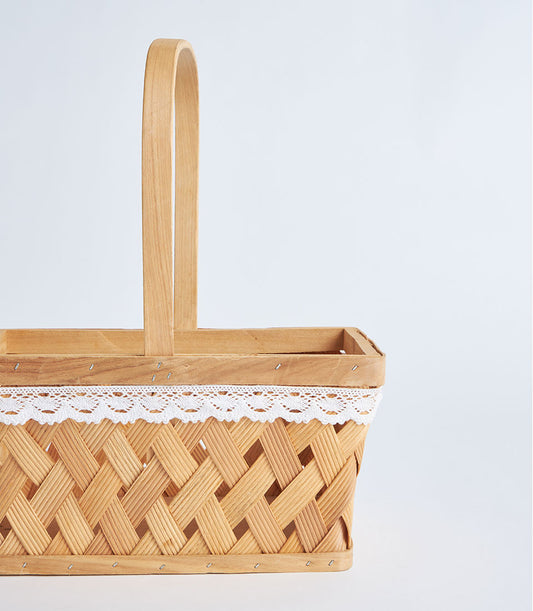 Basketeer's premium natural bamboo gift basket with elegant white