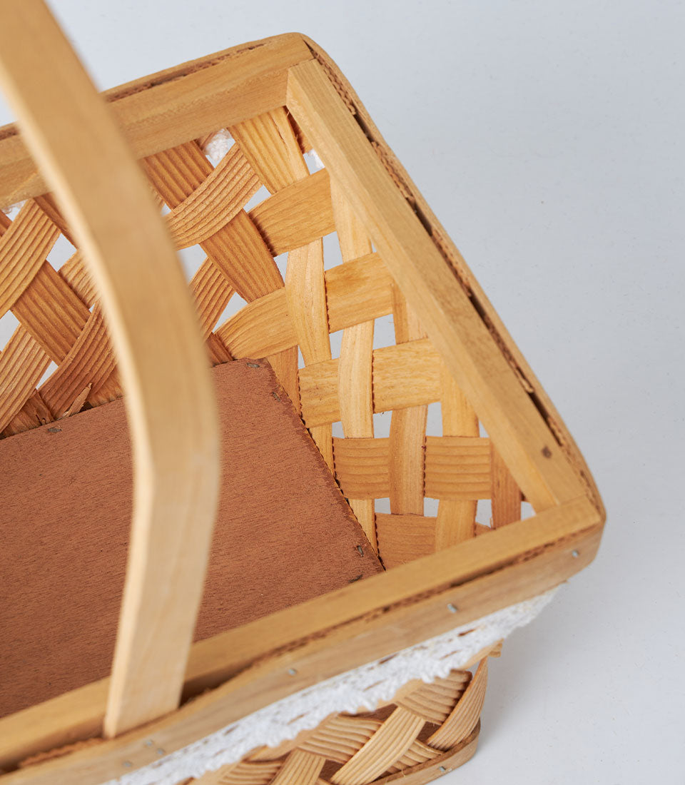 Basketeer's premium rectangular bamboo gift basket, featuring elegant woven slats
