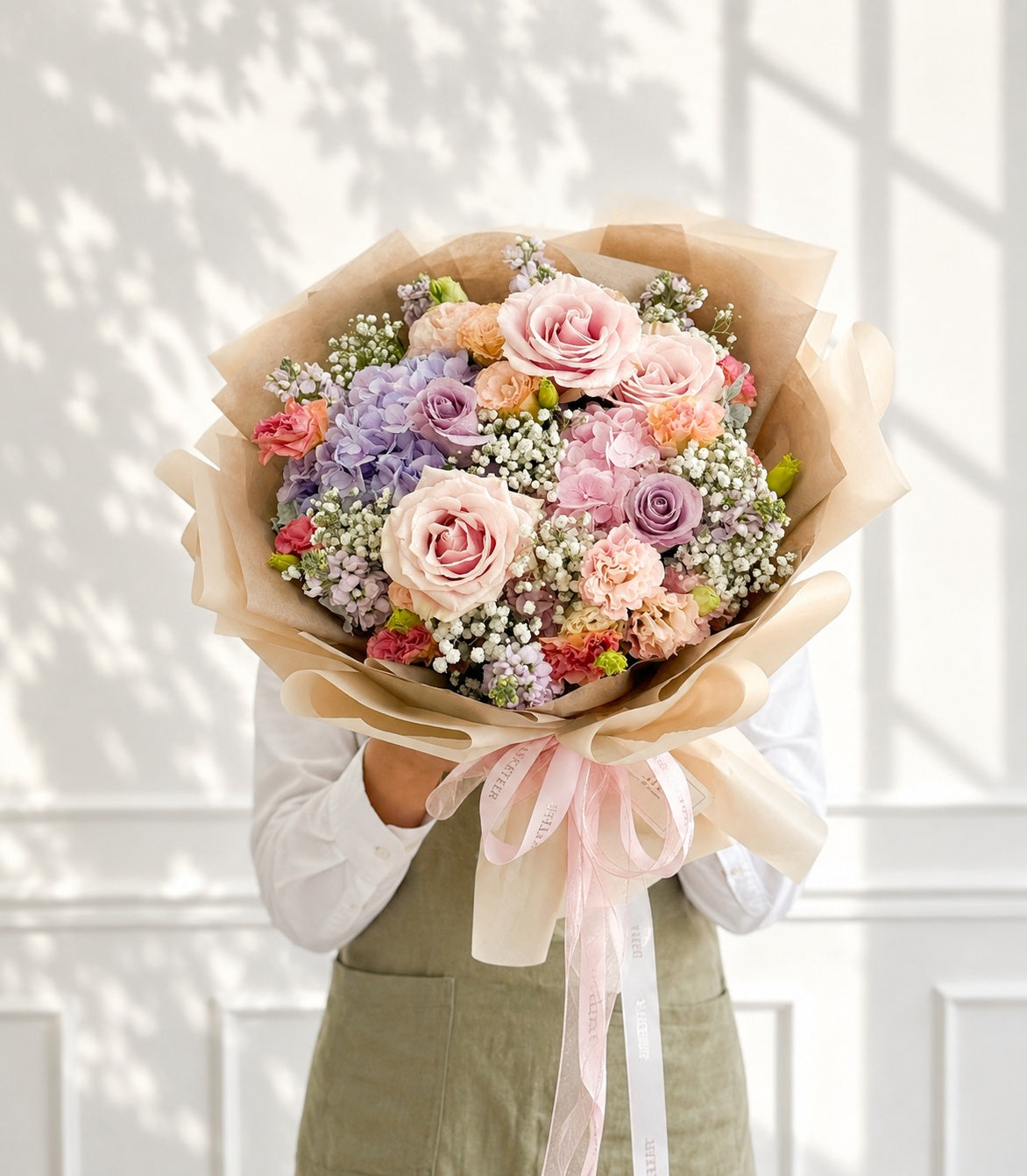 Pastel Mondial Rose & Hydrangea Bouquet