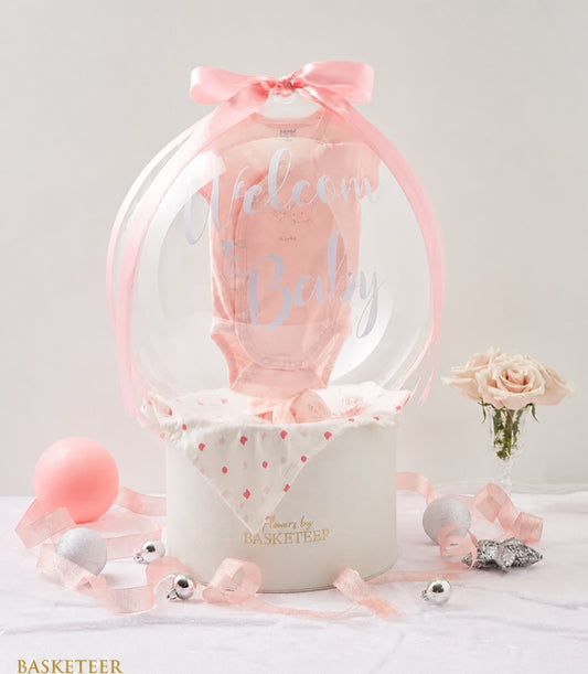 Basketeer's charming newborn baby gift set: a pink ones