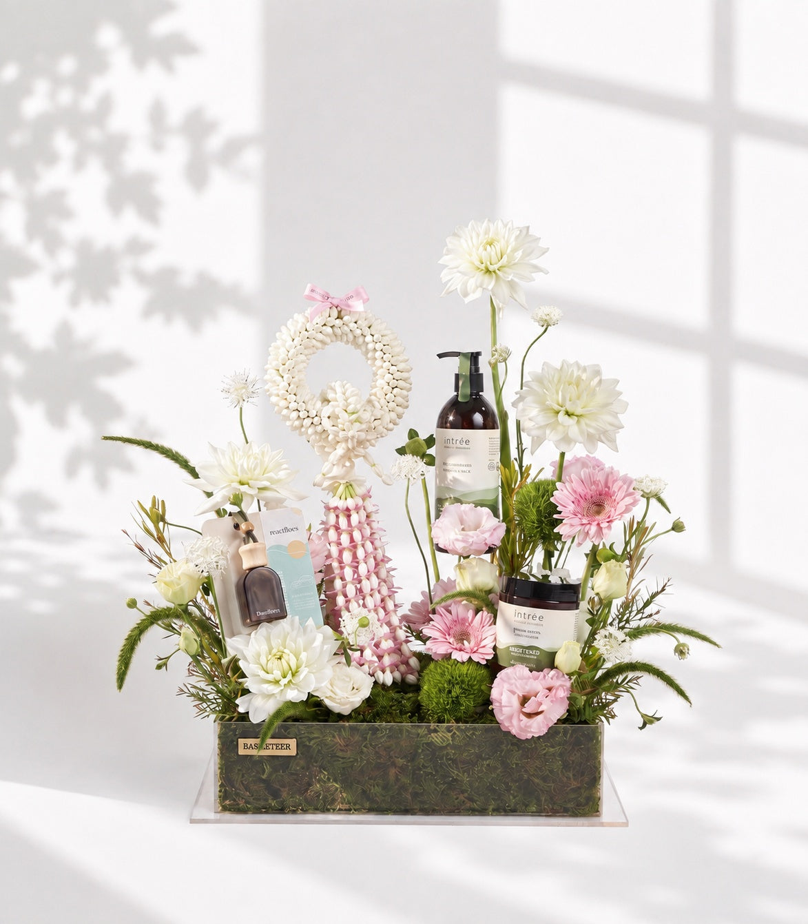 Basketeer luxury spa gift box with jasmine garland, premium lemongrass