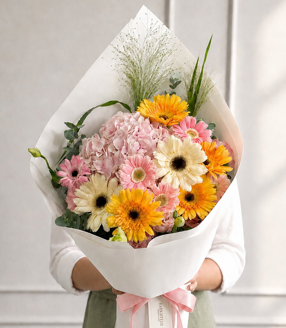 Pink Hydrangea & Gerbera Celebration Bouquet
