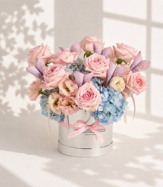Pink O'Hara Rose Money Flower Box for Mum