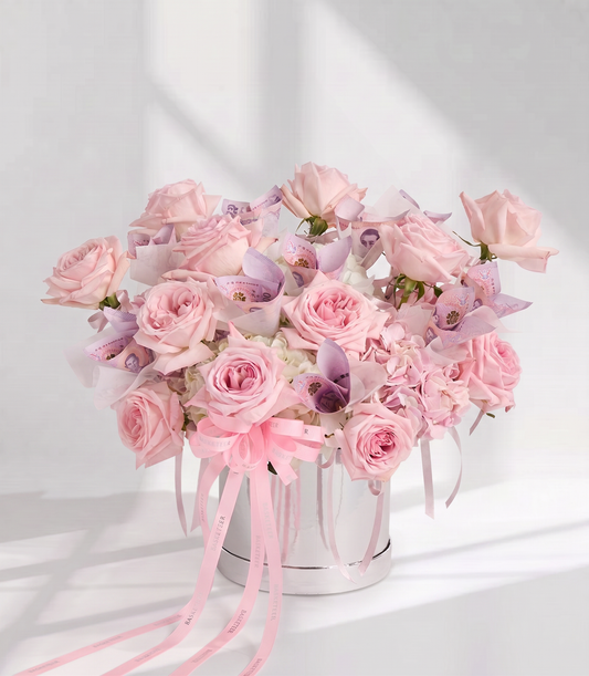 Pink O'Hara Rose Money Flower Box