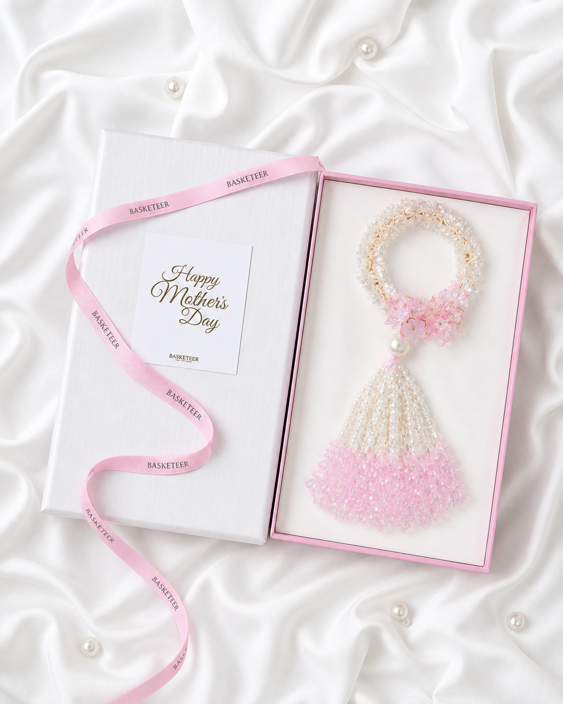 Basketeer's premium Mother's Day gift box featuring an elegant beaded
