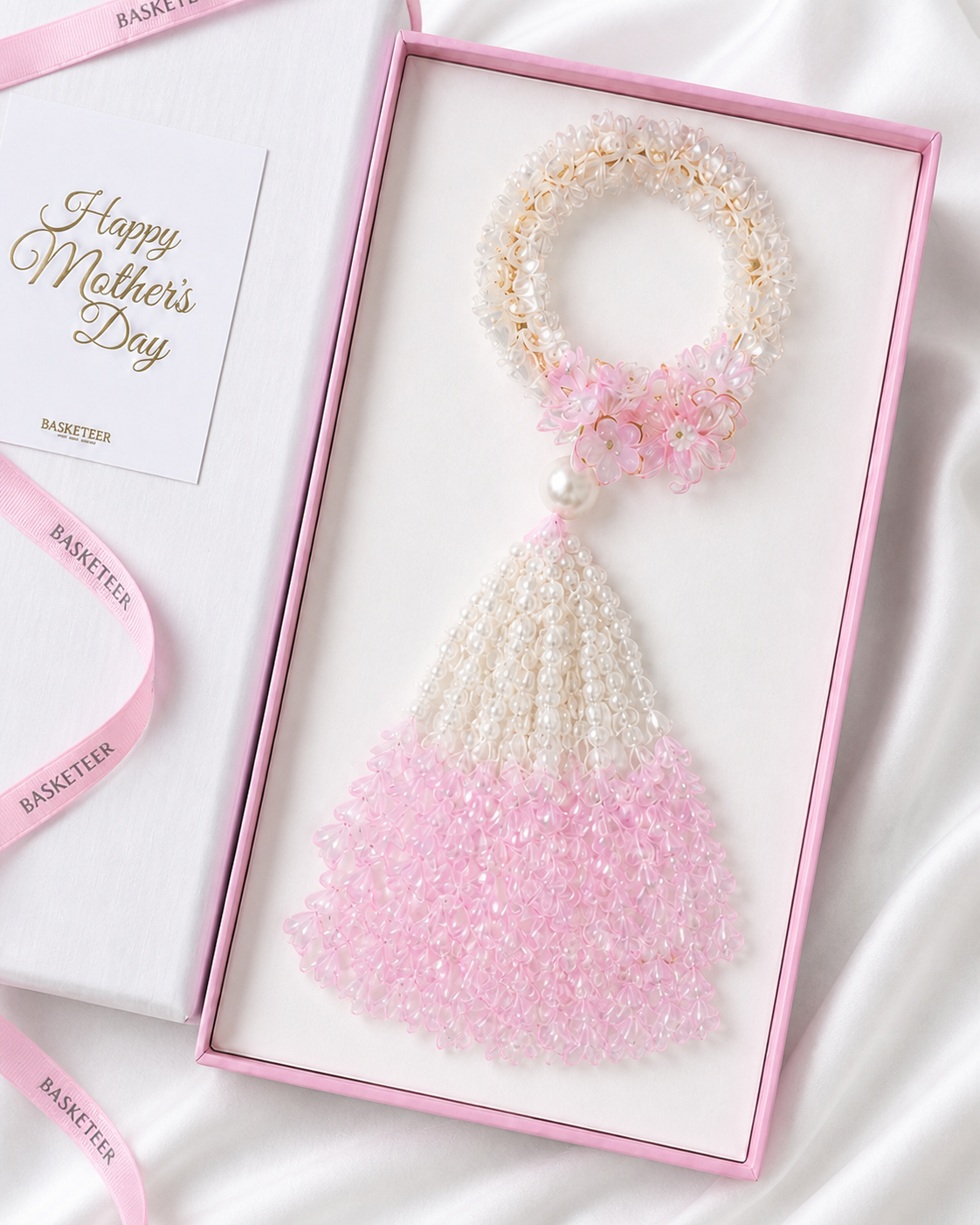 Basketeer premium Mother's Day gift box with a delicate beaded jasmine