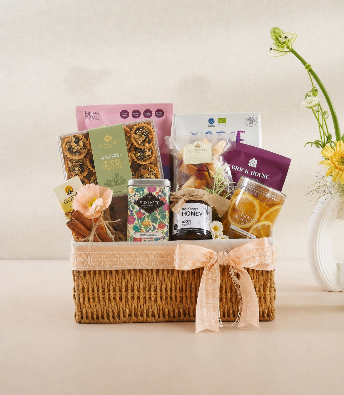 Basketeer's premium gourmet gift hamper, a woven wicker basket with