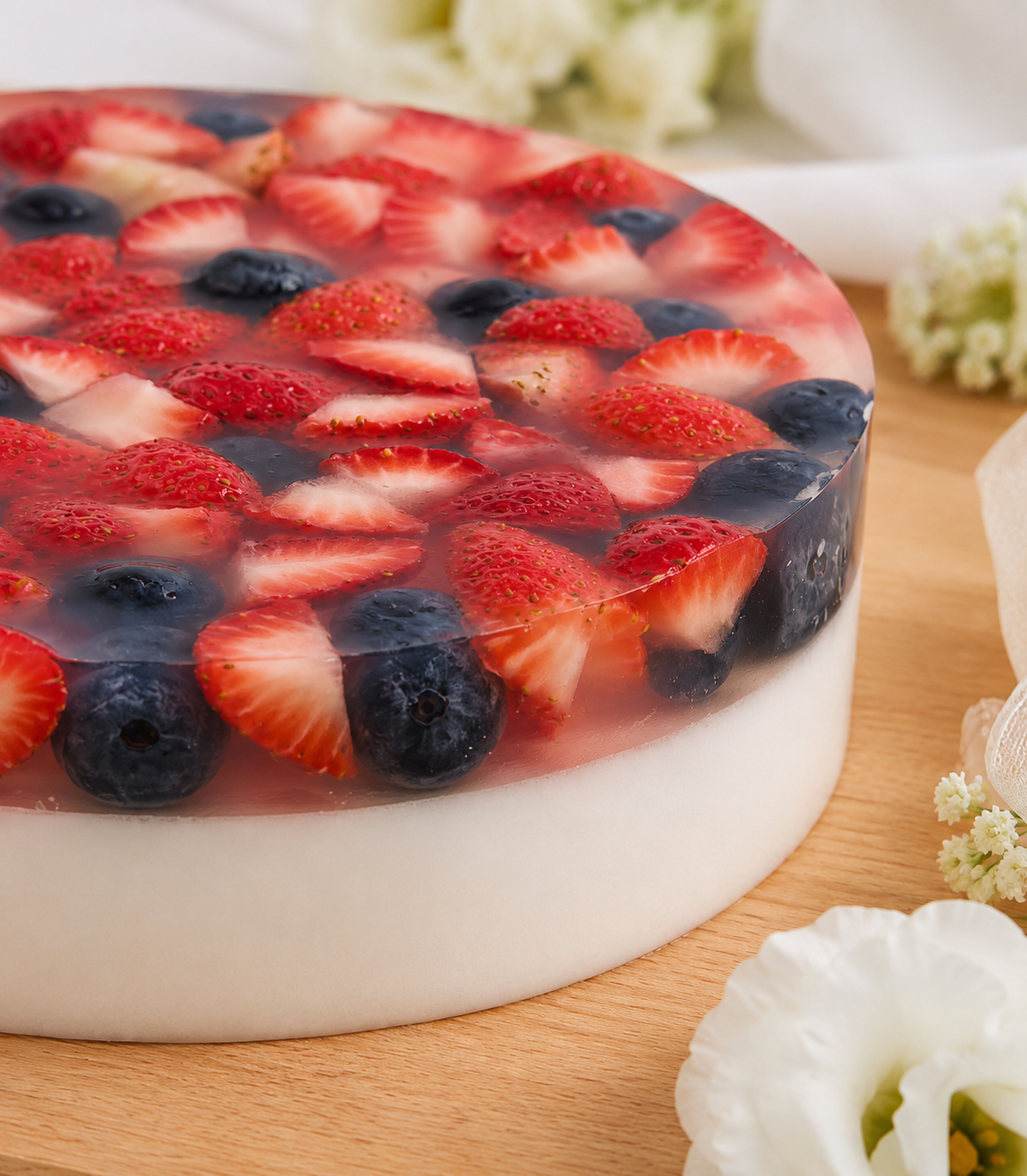 Strawberry Blueberry Coconut Jelly Cake