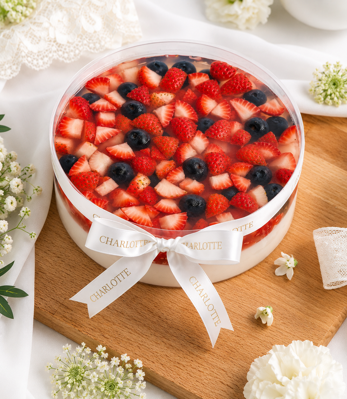 Strawberry Blueberry Coconut Jelly Cake