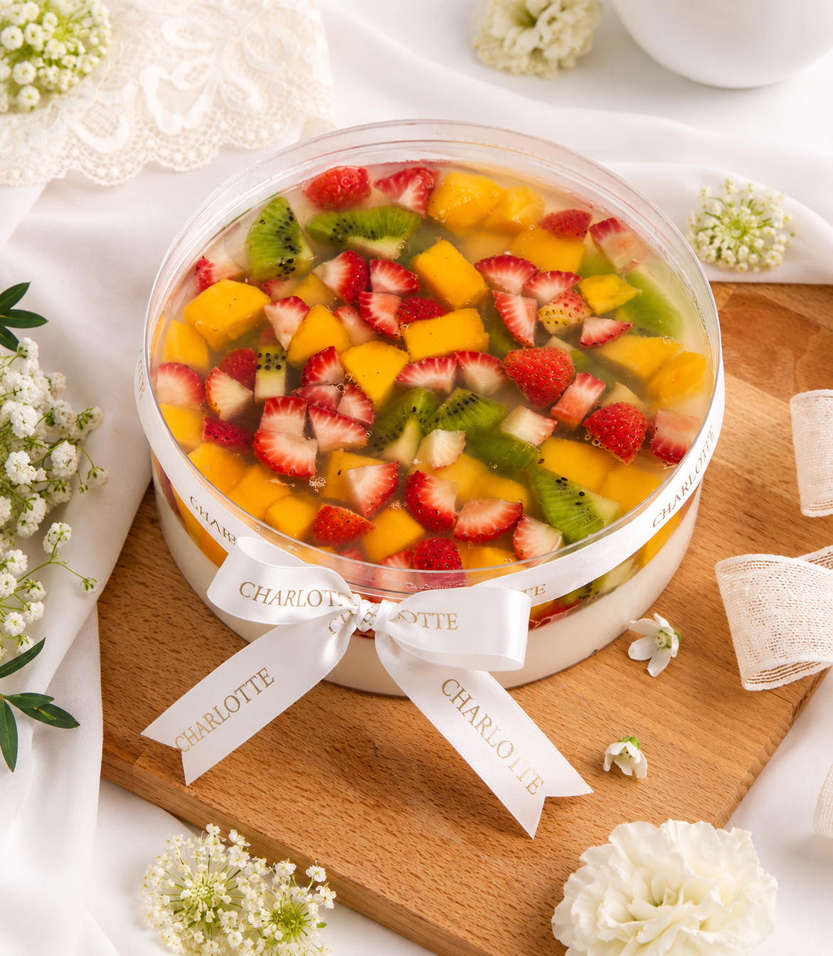 Sunshine Fruit Coconut Jelly Cake