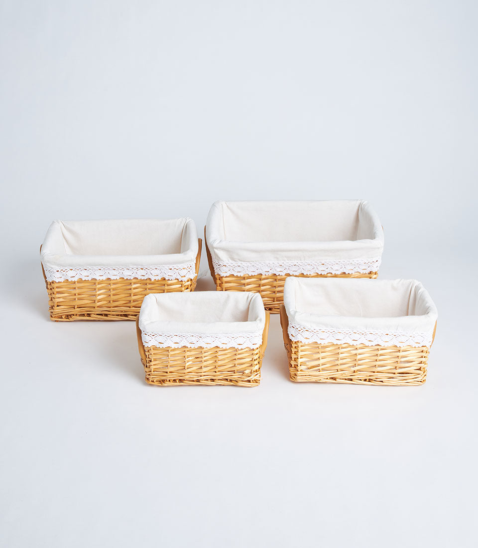 Basketeer's elegant handwoven wicker baskets, a set of four