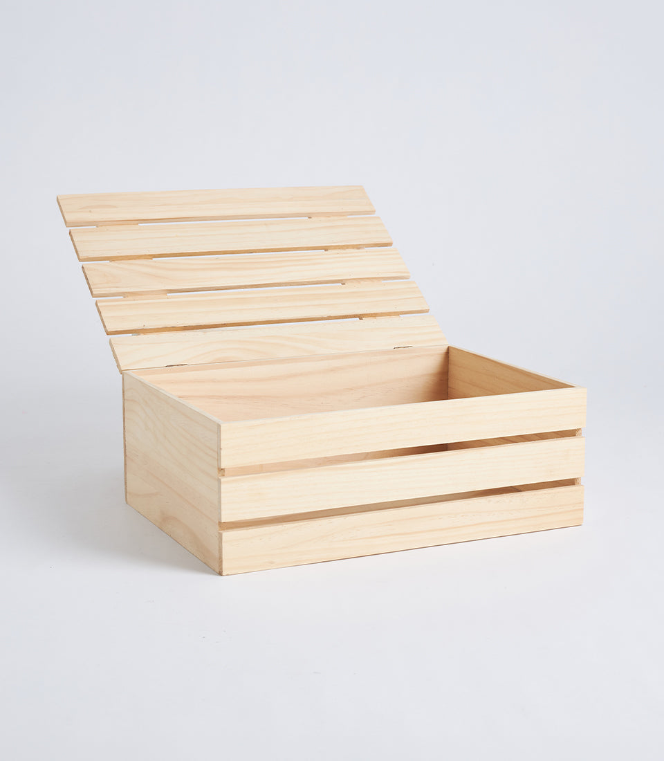 Natural Wood Rope Accent Hamper Crate