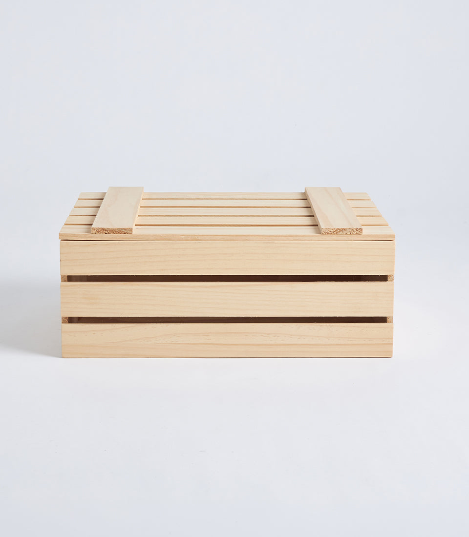 Natural Wood Rope Accent Hamper Crate