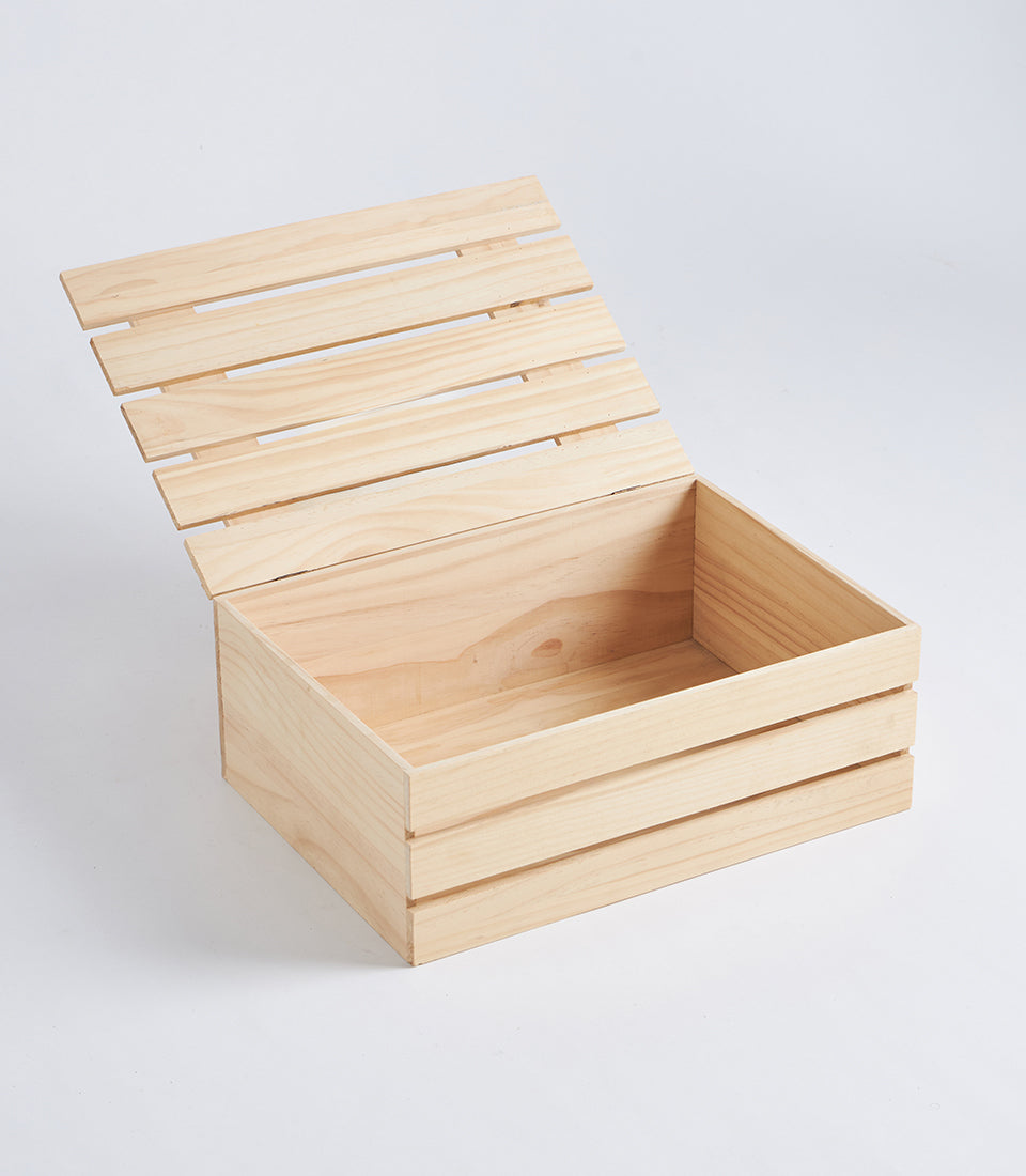 Natural Wood Rope Accent Hamper Crate