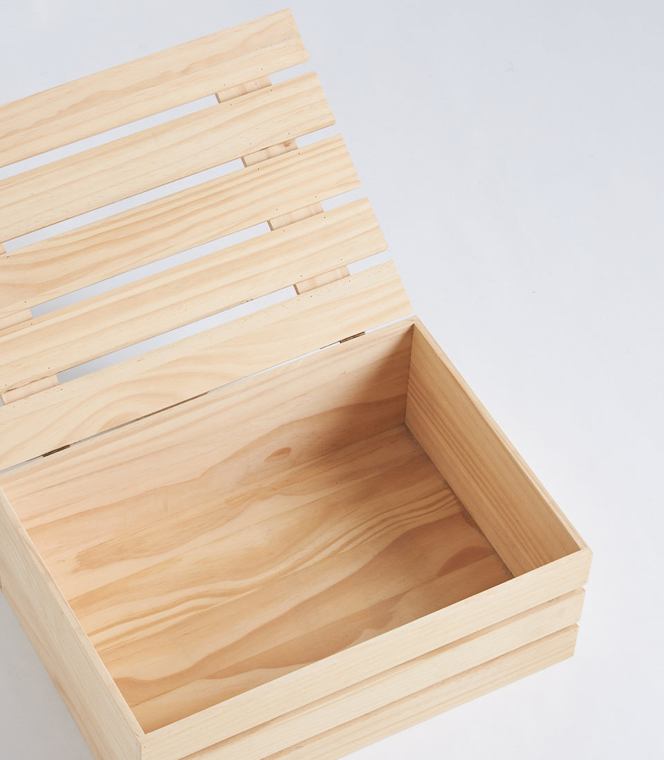 Natural Wood Rope Accent Hamper Crate