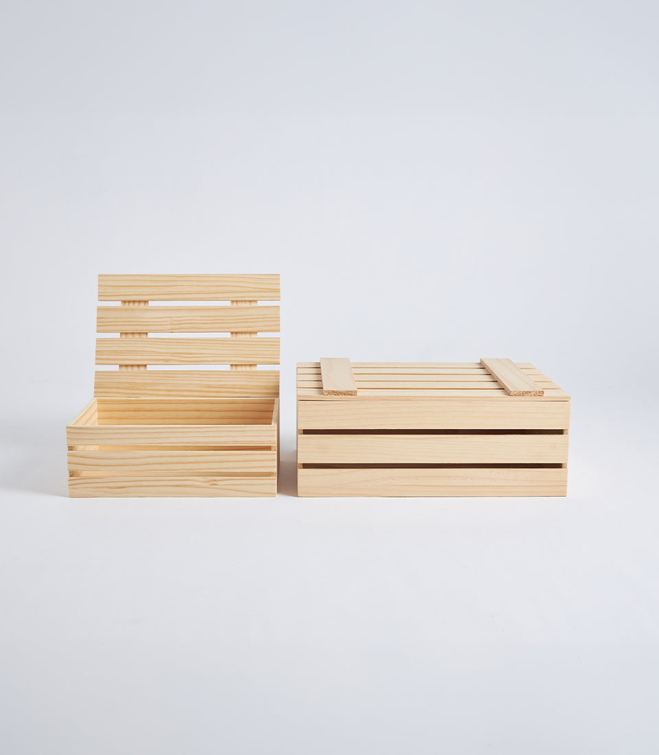 Natural Wood Rope Accent Hamper Crate