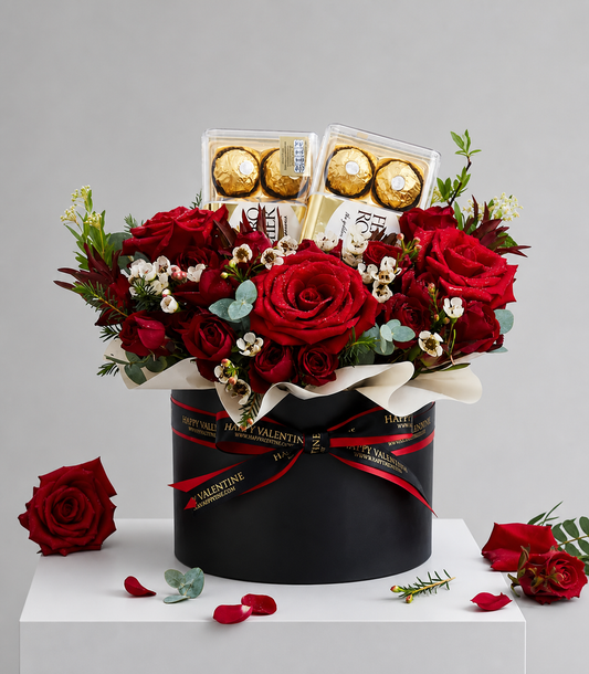 Luxury Red Roses & Ferrero Rocher Gift Box
