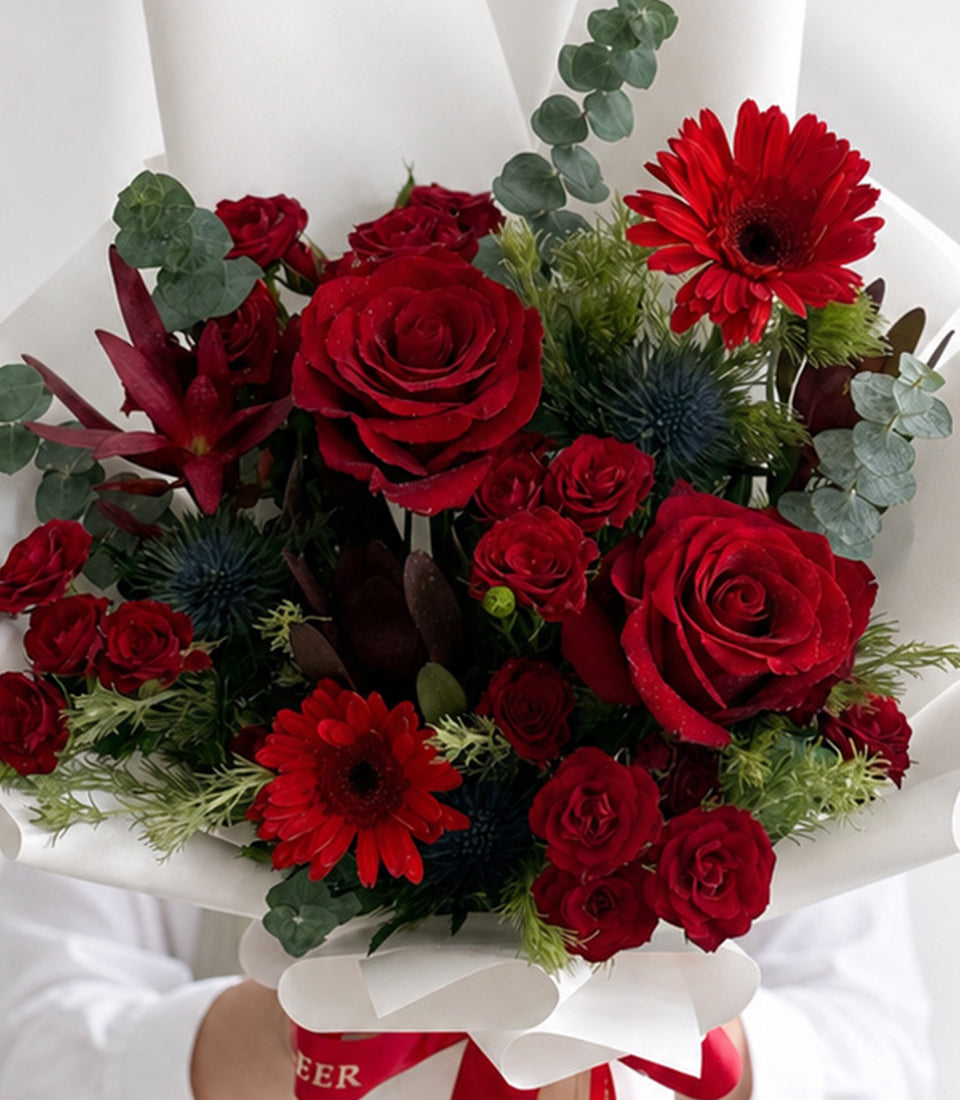 Crimson Explorer Rose & Gerbera Bouquet