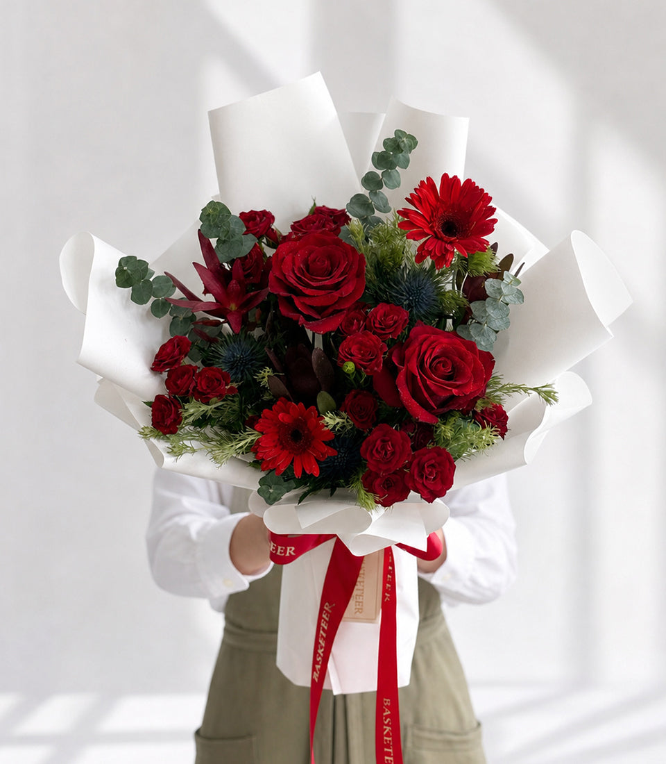 Crimson Explorer Rose & Gerbera Bouquet