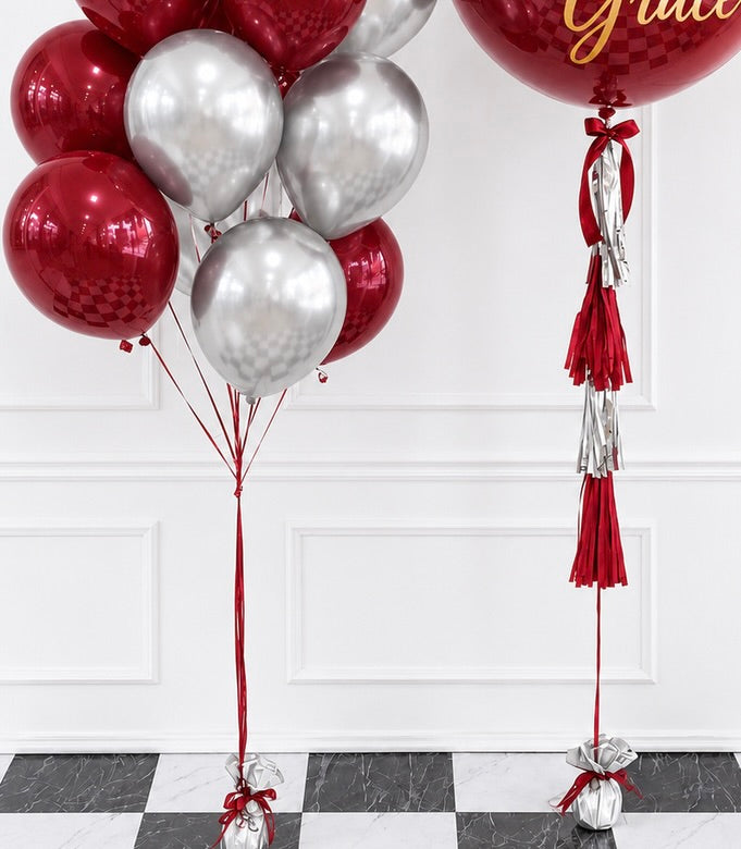 Ruby Red Silver Radiance Balloon Set