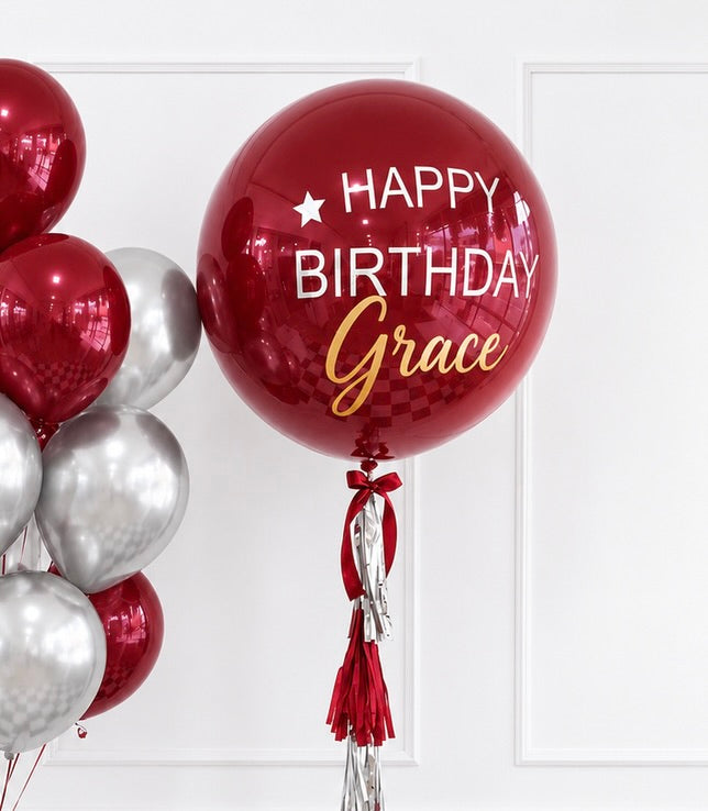 Ruby Red Silver Radiance Balloon Set