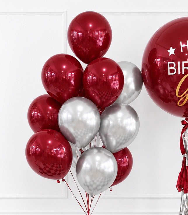 Ruby Red Silver Radiance Balloon Set