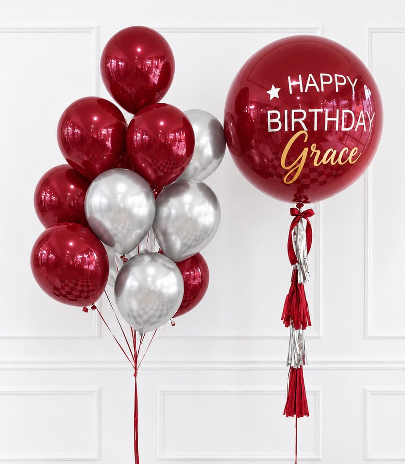 Ruby Red Silver Radiance Balloon Set
